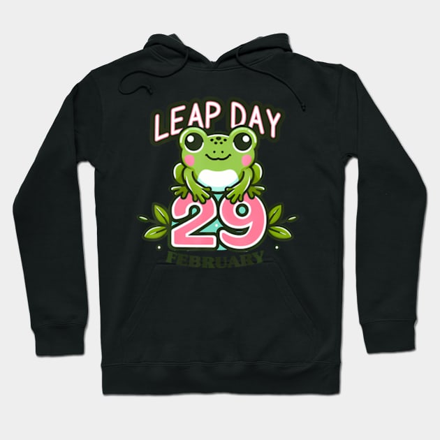 Leap Year 2024 Cute Frog Leap Day Birthday Hoodie by Eduardo